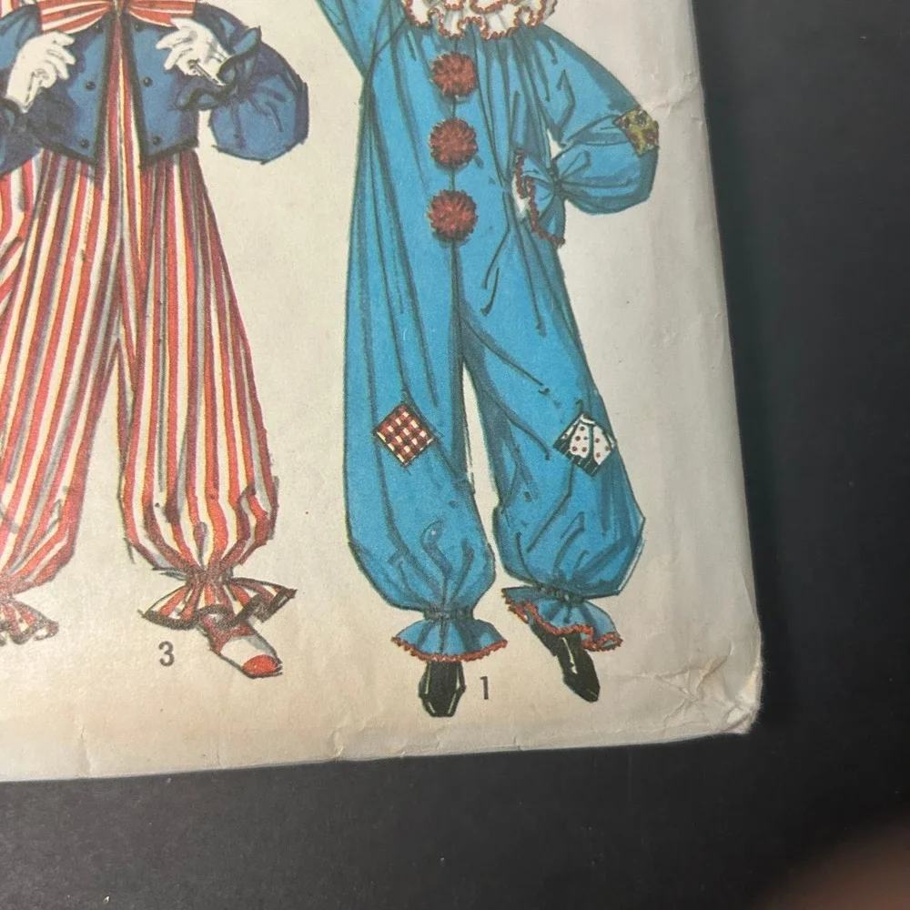Vintage 70's Simplicity 9051 Clown Costume Pattern Adult Medium Kids Multi-Size